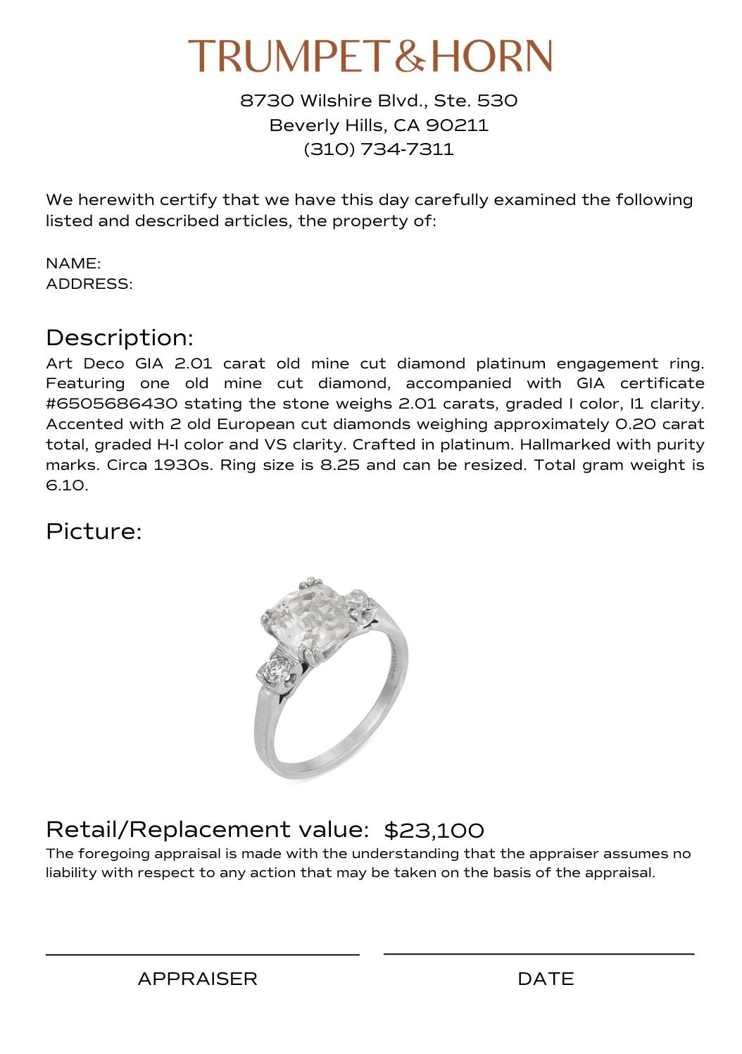 Appraisal Certificate