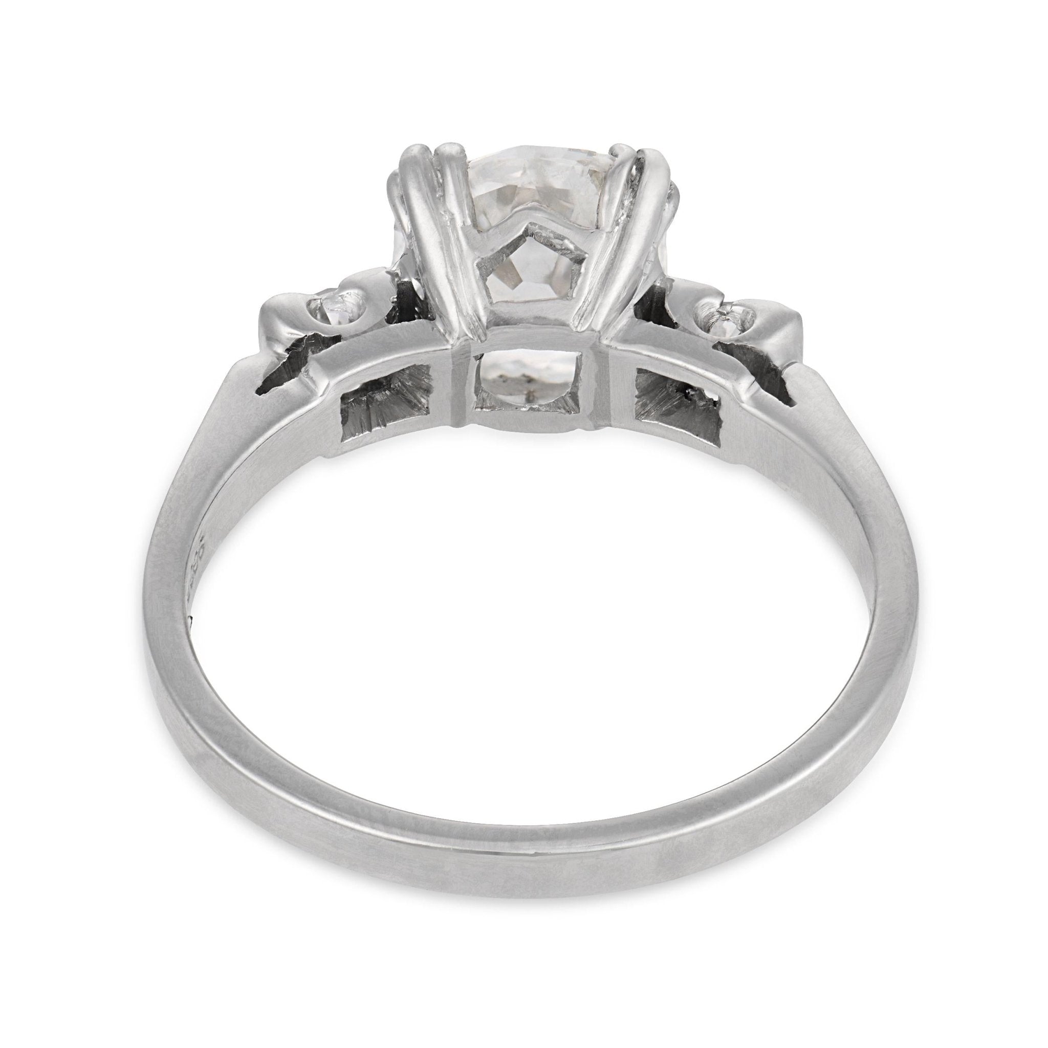 Art Deco GIA 2.01 carat old mine cut diamond platinum engagement ring