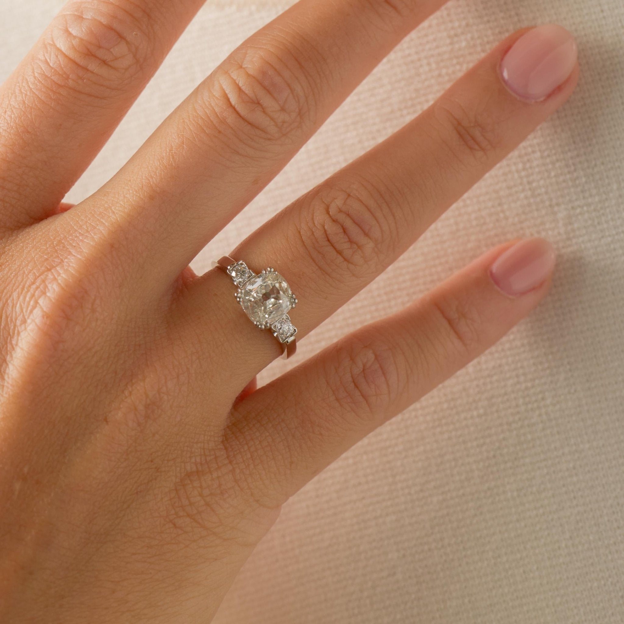Art Deco GIA 2.01 carat old mine cut diamond platinum engagement ring