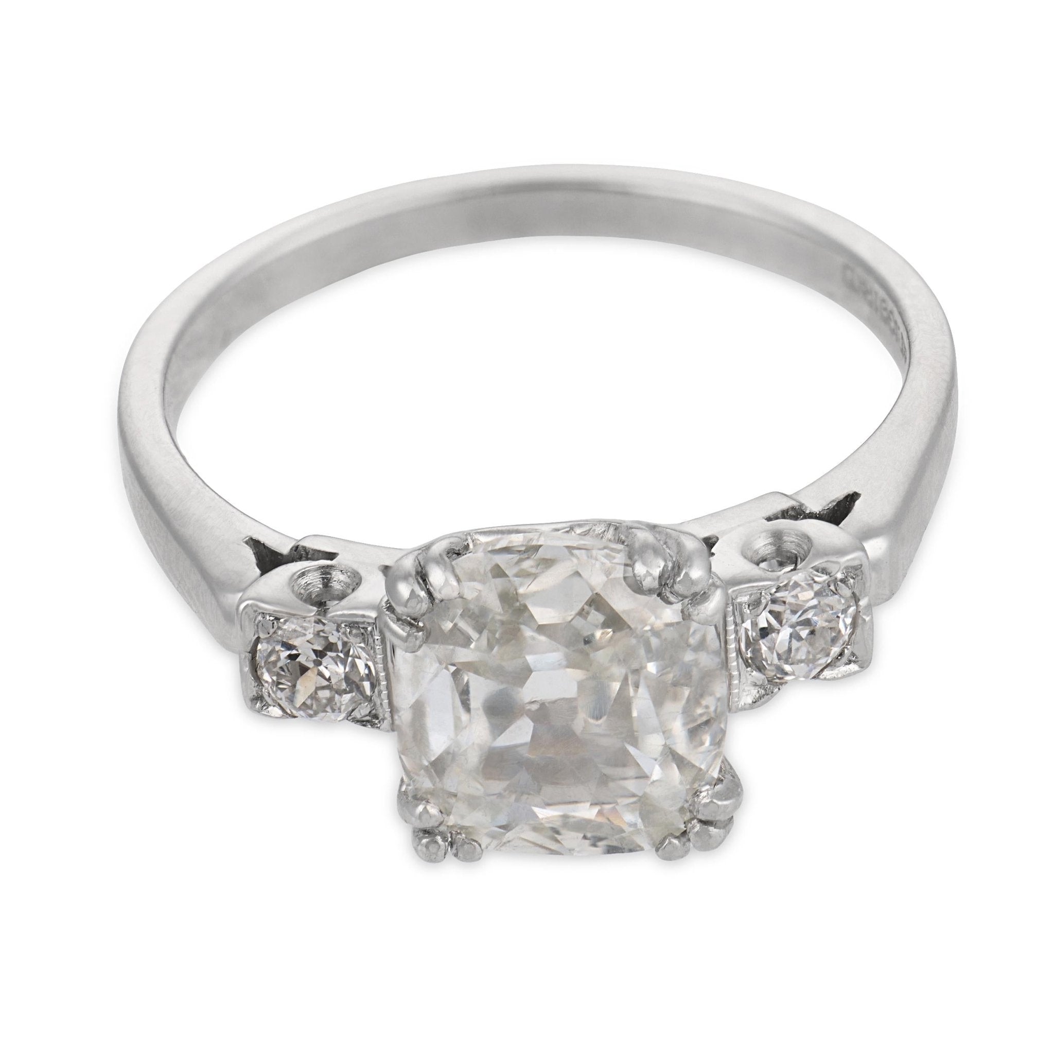 Art Deco GIA 2.01 carat old mine cut diamond platinum engagement ring