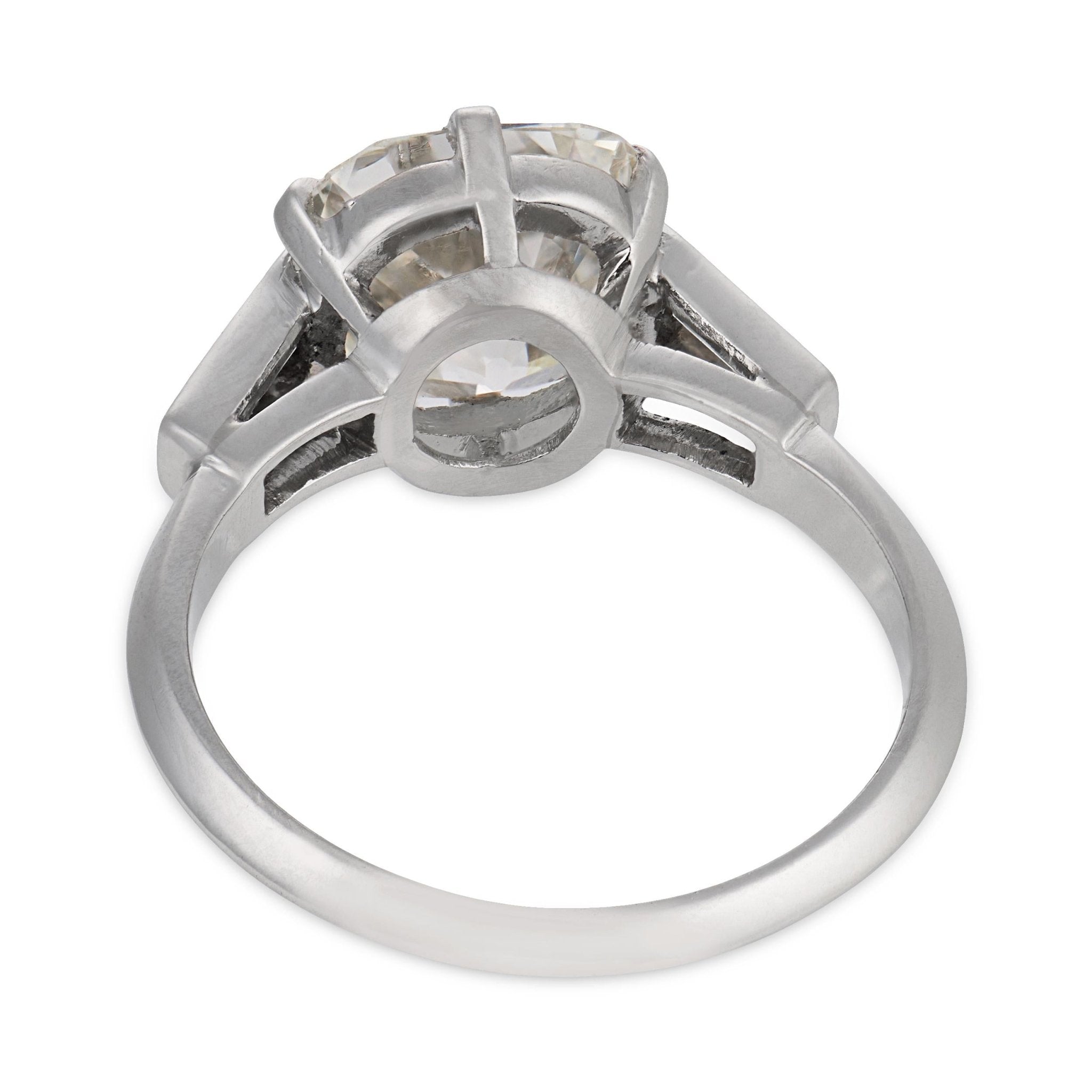 Art Deco GIA 3.32 carat old mine cut diamond platinum engagement