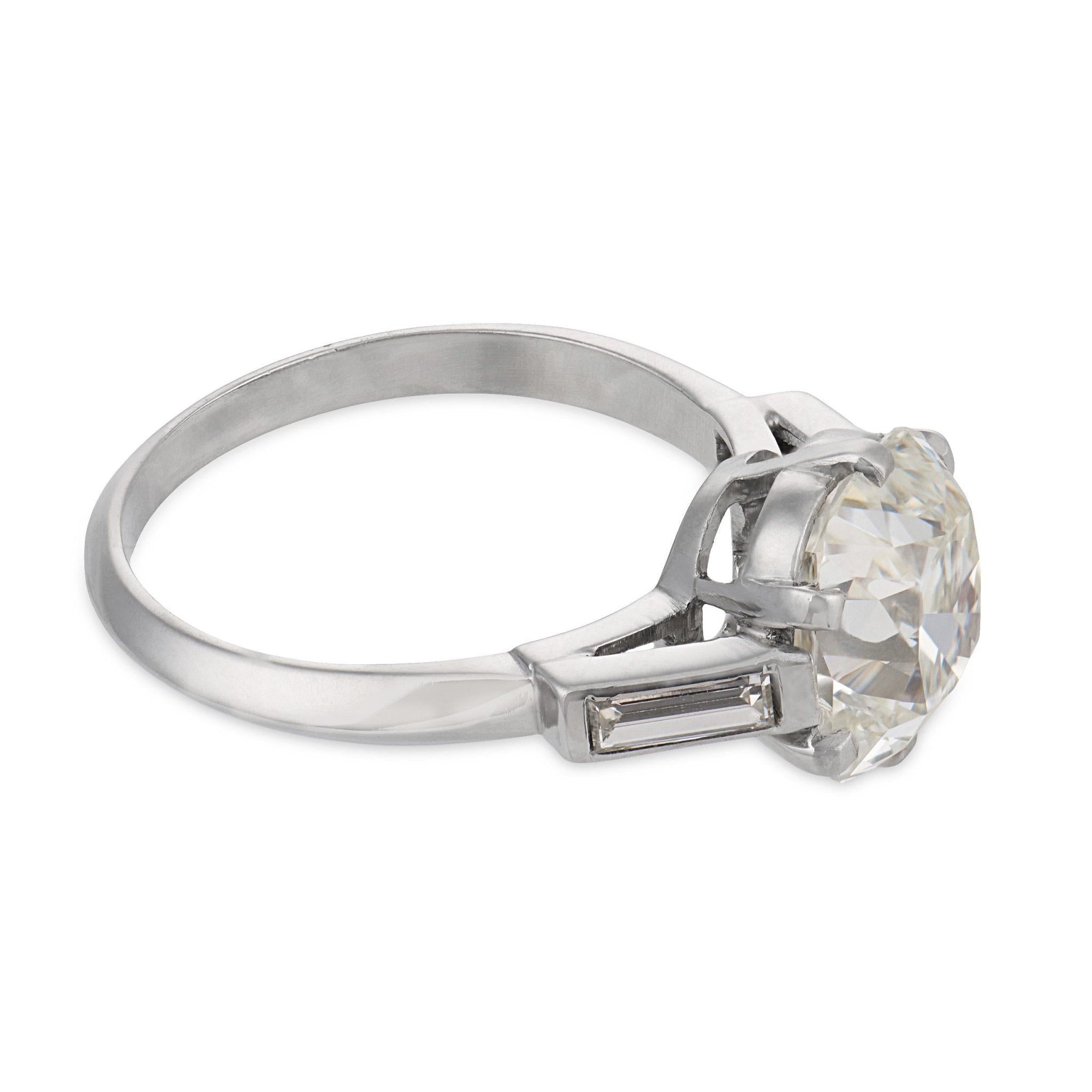 Art Deco GIA 3.32 carat old mine cut diamond platinum engagement