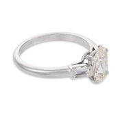 Mid Century GIA 1.52 carat old mine cut diamond platinum engagement ring