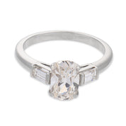 Mid Century GIA 1.52 carat old mine cut diamond platinum engagement ring