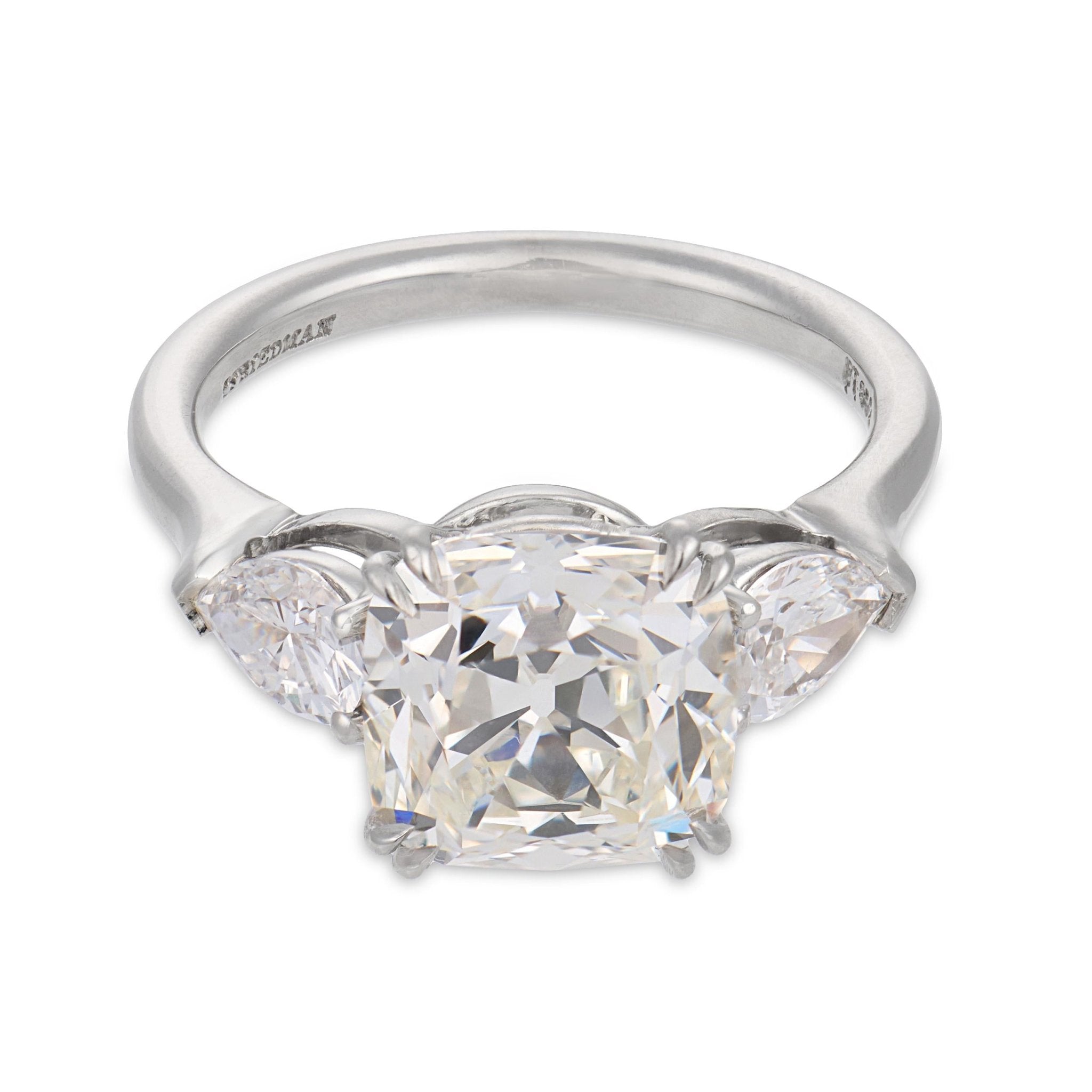 GIA 3.34 carat old mine cut diamond platinum engagement ring