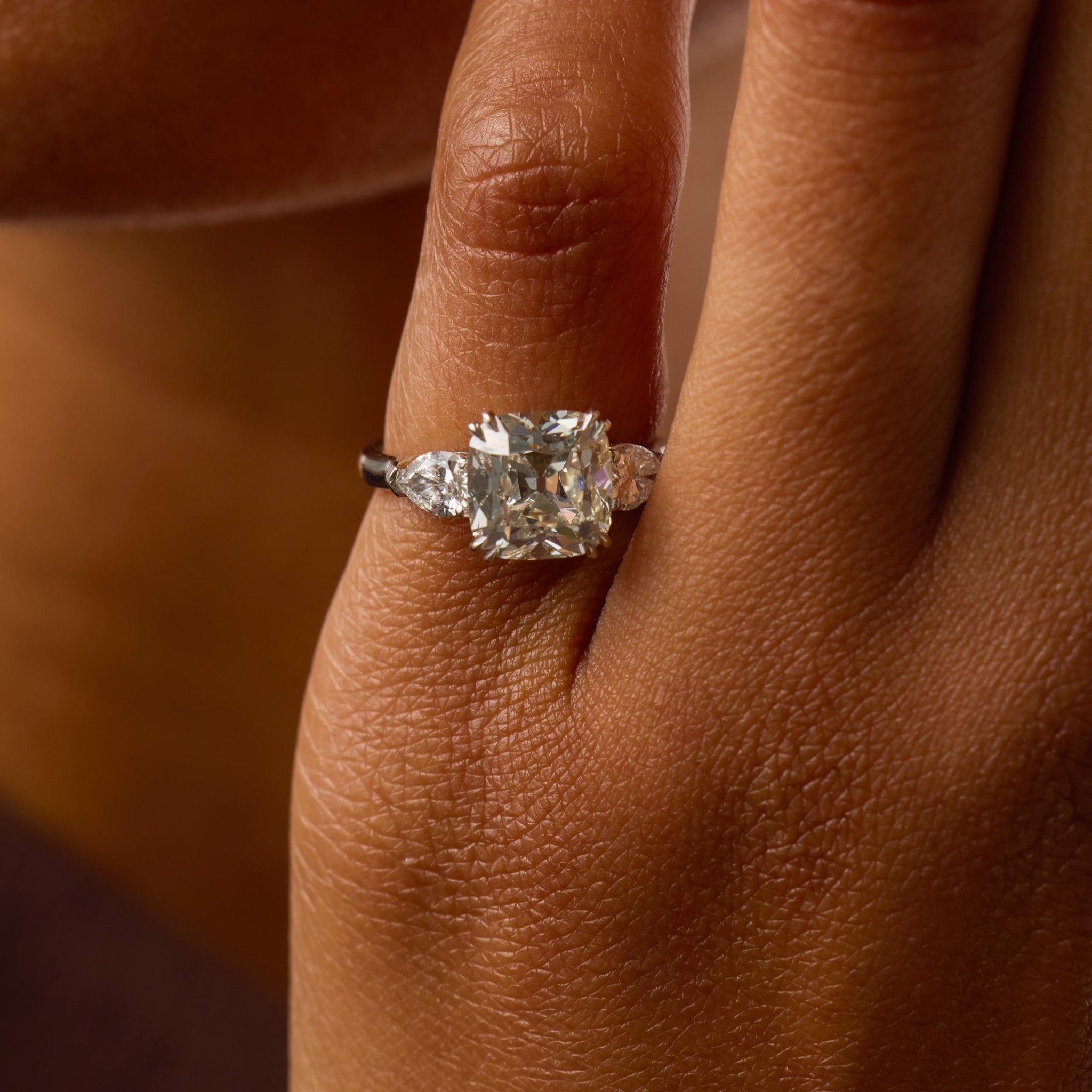 GIA 3.34 carat old mine cut diamond platinum engagement ring