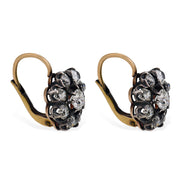 Victorian style 2.86 carat old cut diamond 18k gold silver cluster earrings
