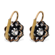 Victorian style 2.86 carat old cut diamond 18k gold silver cluster earrings