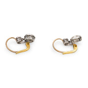 Victorian style 2.23 carat old cut diamond 18k yellow gold platinum earrings