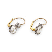 Victorian style 2.23 carat old cut diamond 18k yellow gold platinum earrings