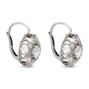 Edwardian style 2.70 carat diamond platinum cluster earrings