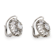 Edwardian style 2.70 carat diamond platinum cluster earrings