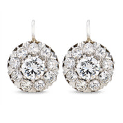 Edwardian style 2.70 carat diamond platinum cluster earrings