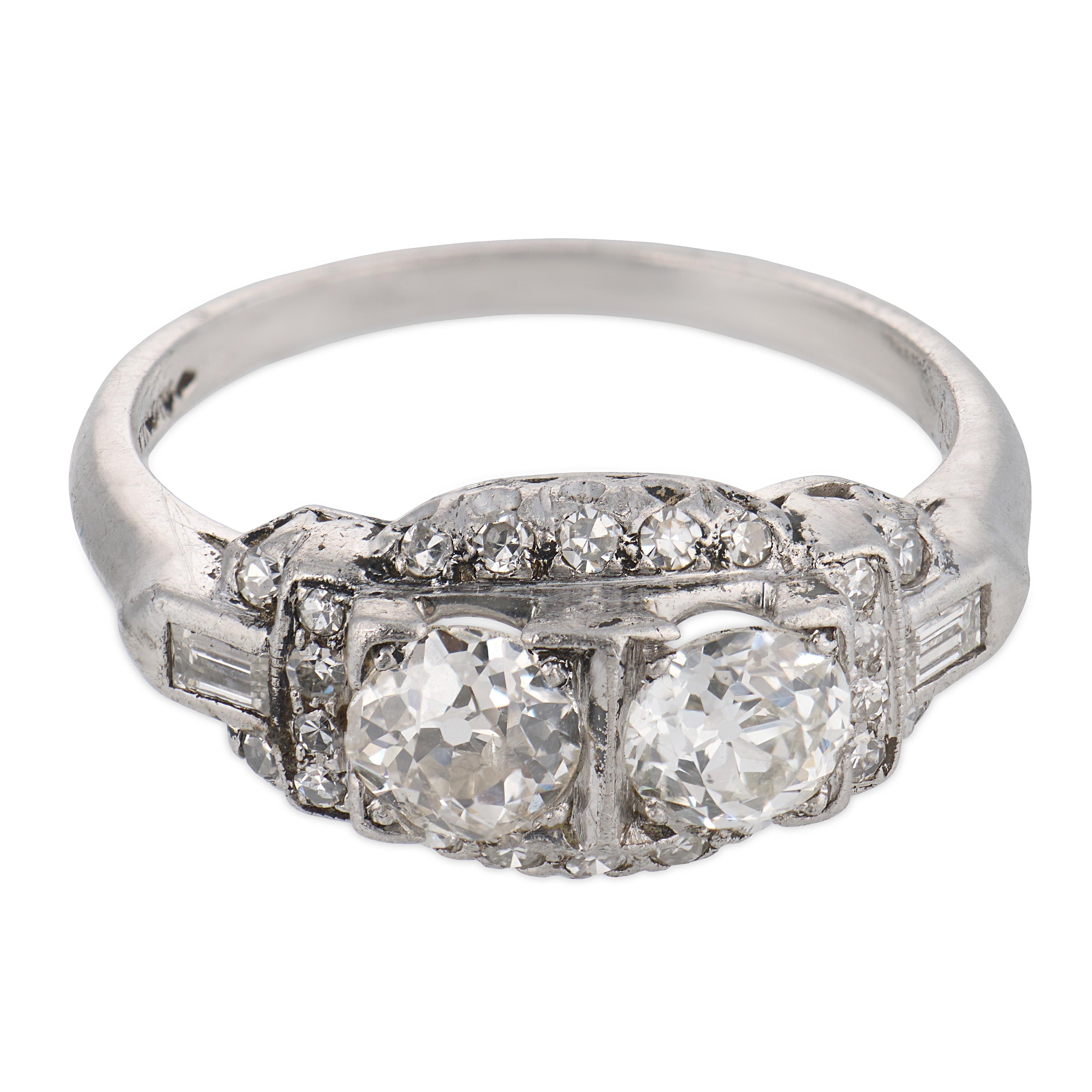 Mid Century 1.10 carat diamond platinum ring