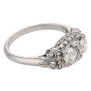 Mid Century 1.10 carat diamond platinum ring