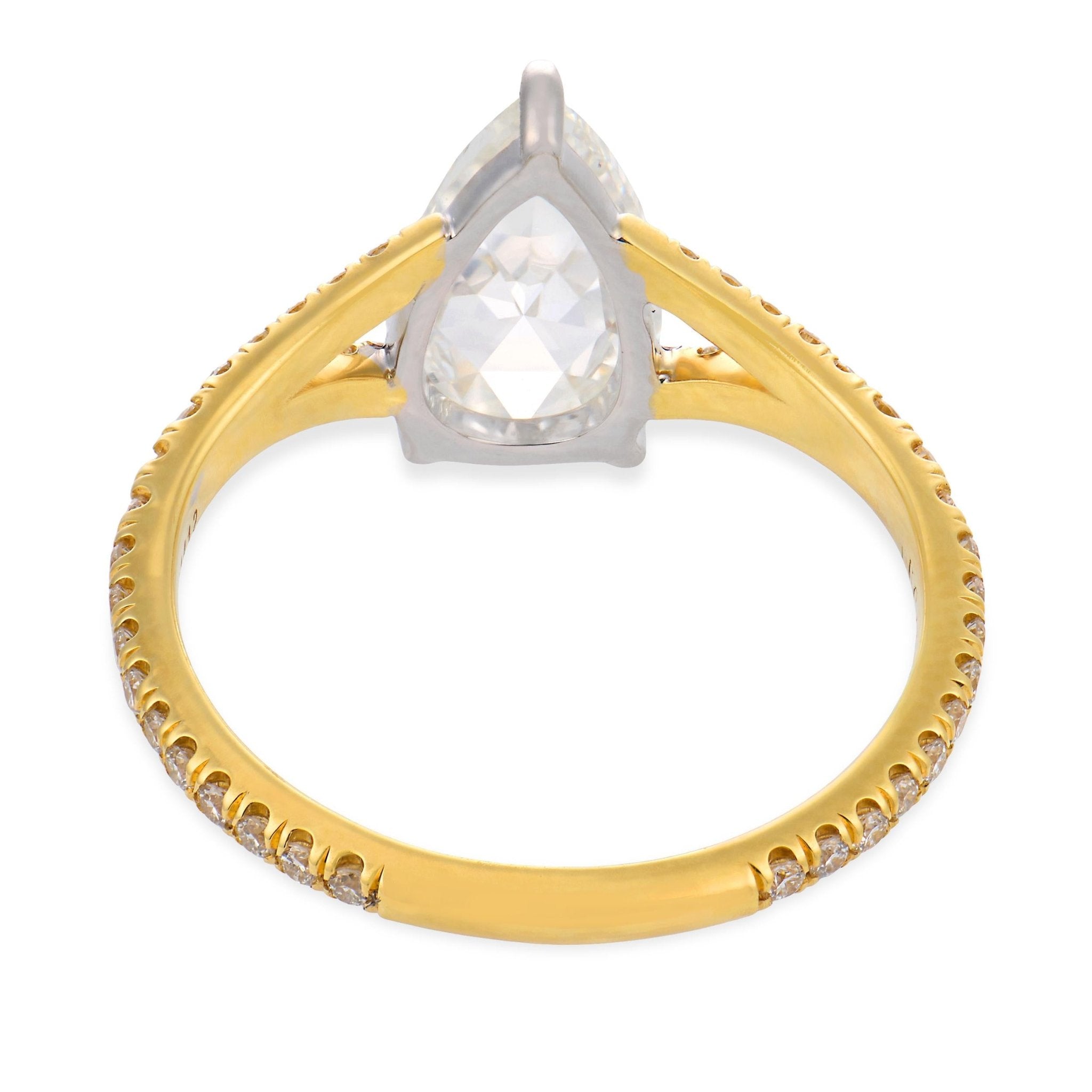 Lugano GIA 1.54 carat rose cut diamond 18k yellow gold engagement ring