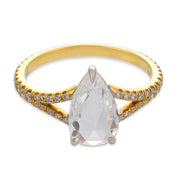 Lugano GIA 1.54 carat rose cut diamond 18k yellow gold engagement ring