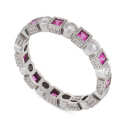 Vintage 1.10 carat pink sapphire diamond platinum band