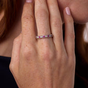 Vintage 1.10 carat pink sapphire diamond platinum band