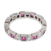 Vintage 1.10 carat pink sapphire diamond platinum band