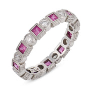 Vintage 1.10 carat pink sapphire diamond platinum band