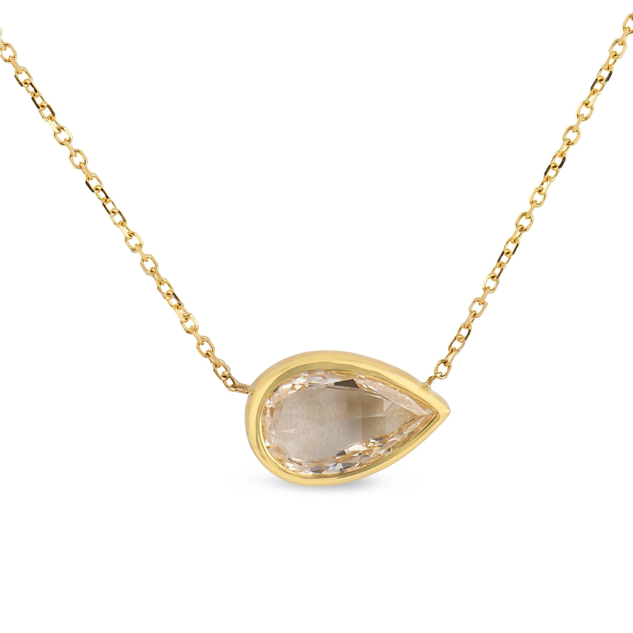 Contemporary GIA 2.02 carat diamond 18k yellow gold necklace