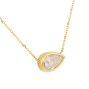 Contemporary GIA 2.02 carat diamond 18k yellow gold necklace