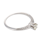 Mid Century diamond 14k white gold solitaire engagement ring