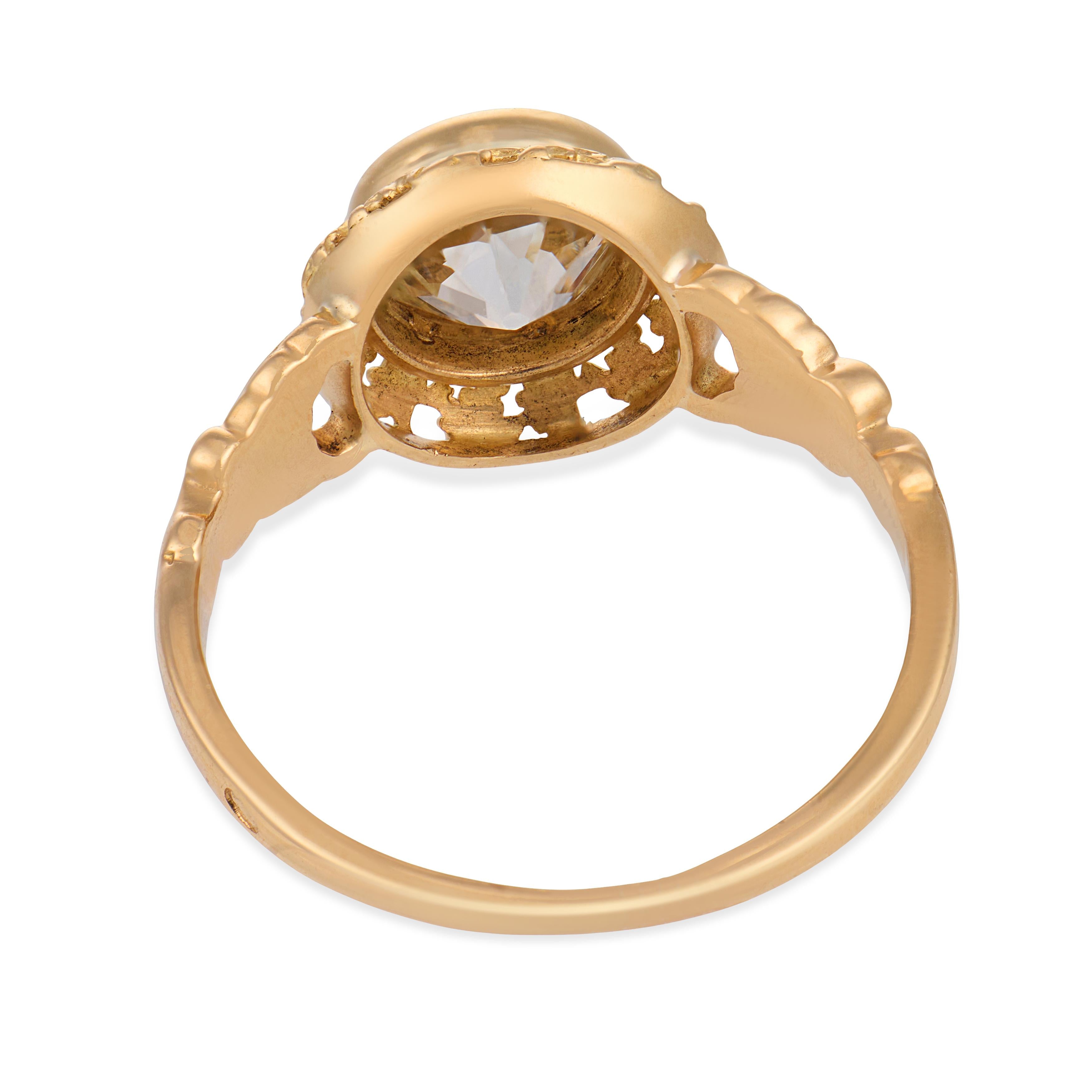 Victorian French GIA 1.51 carat old mine cut diamond 18k gold engagement ring