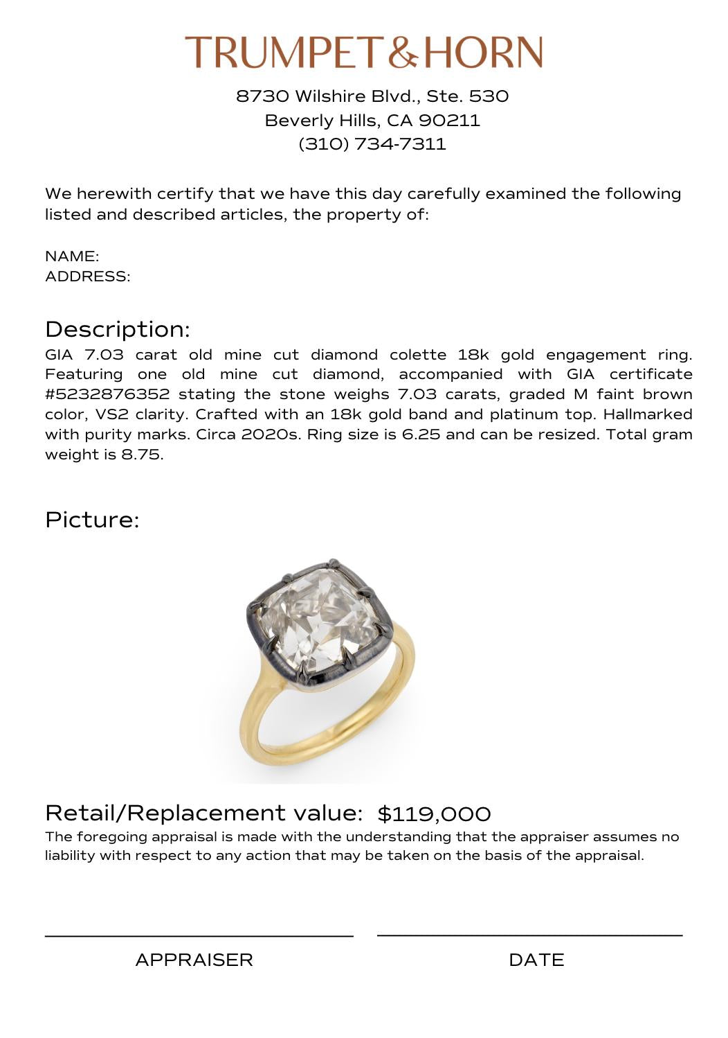 Appraisal Certificate