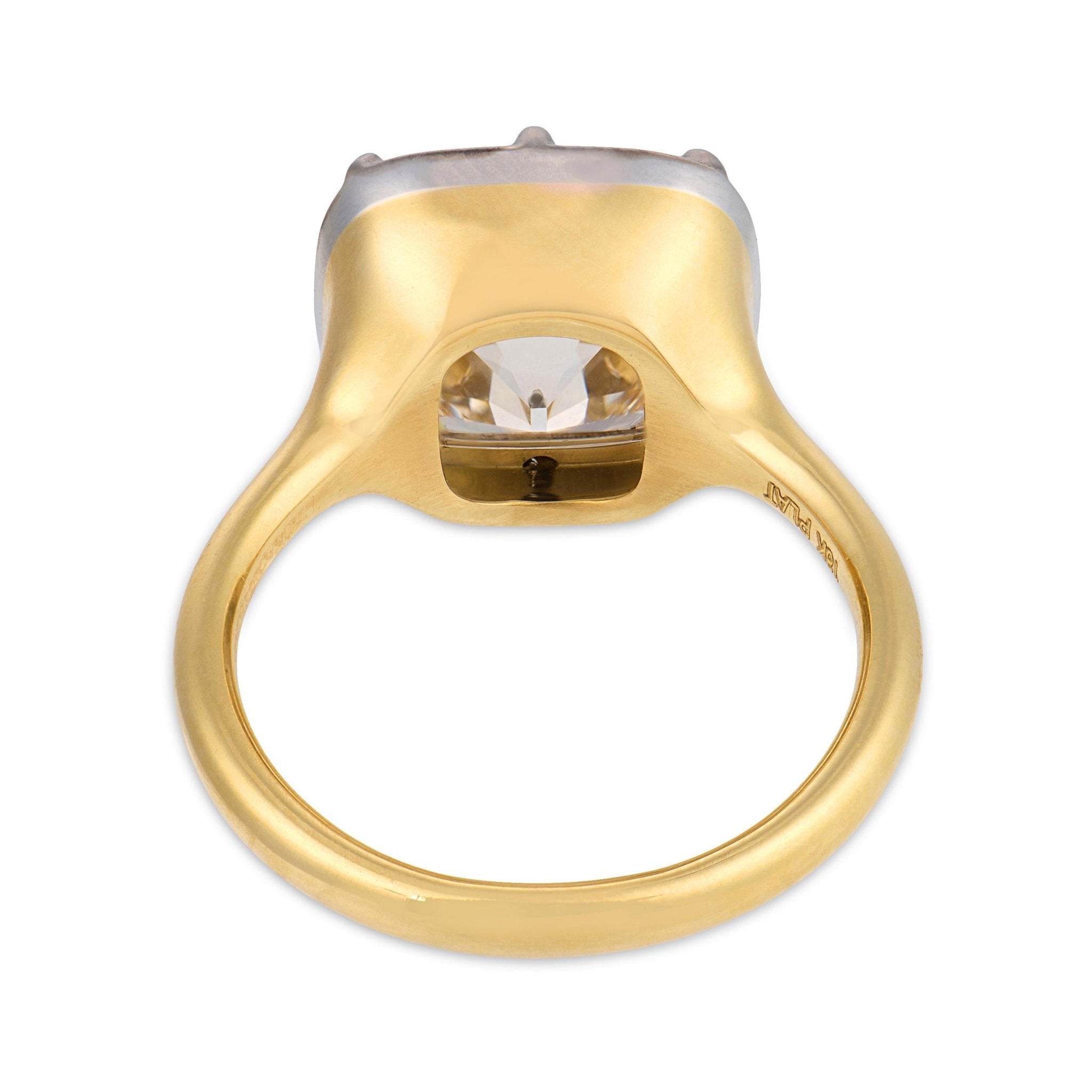 GIA 7.03 carat old mine cut diamond colette 18k gold engagement ring