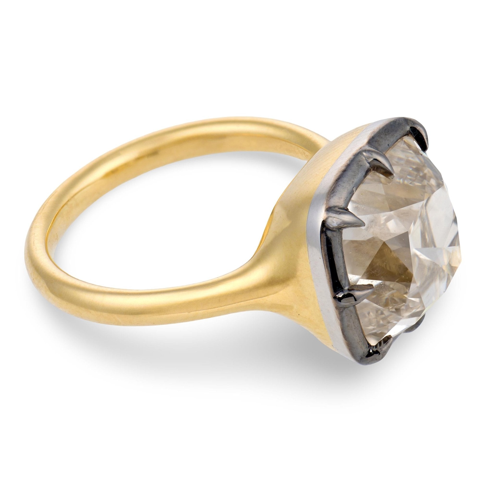 GIA 7.03 carat old mine cut diamond colette 18k gold engagement ring