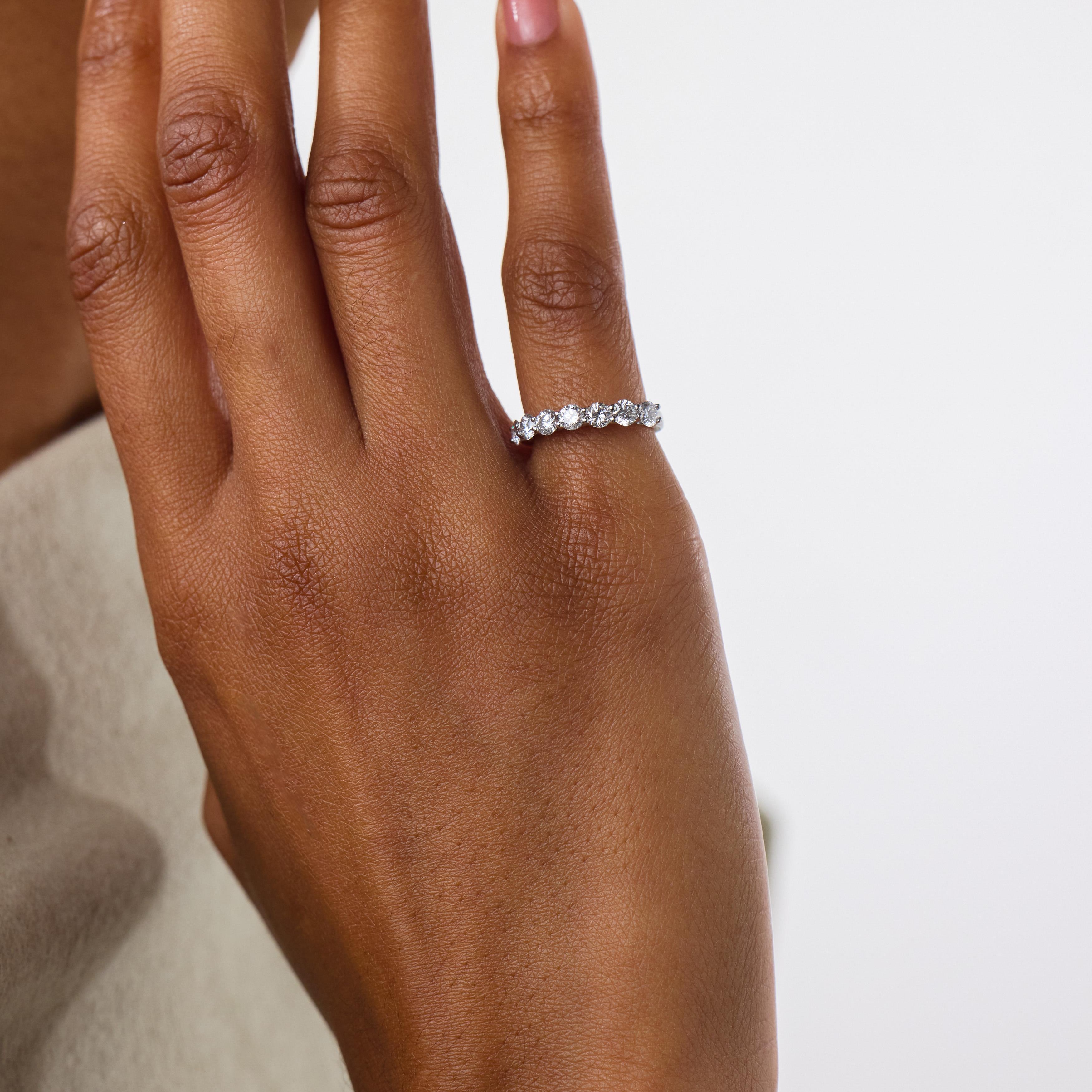 Vintage Mayors diamond 18k white gold half eternity band