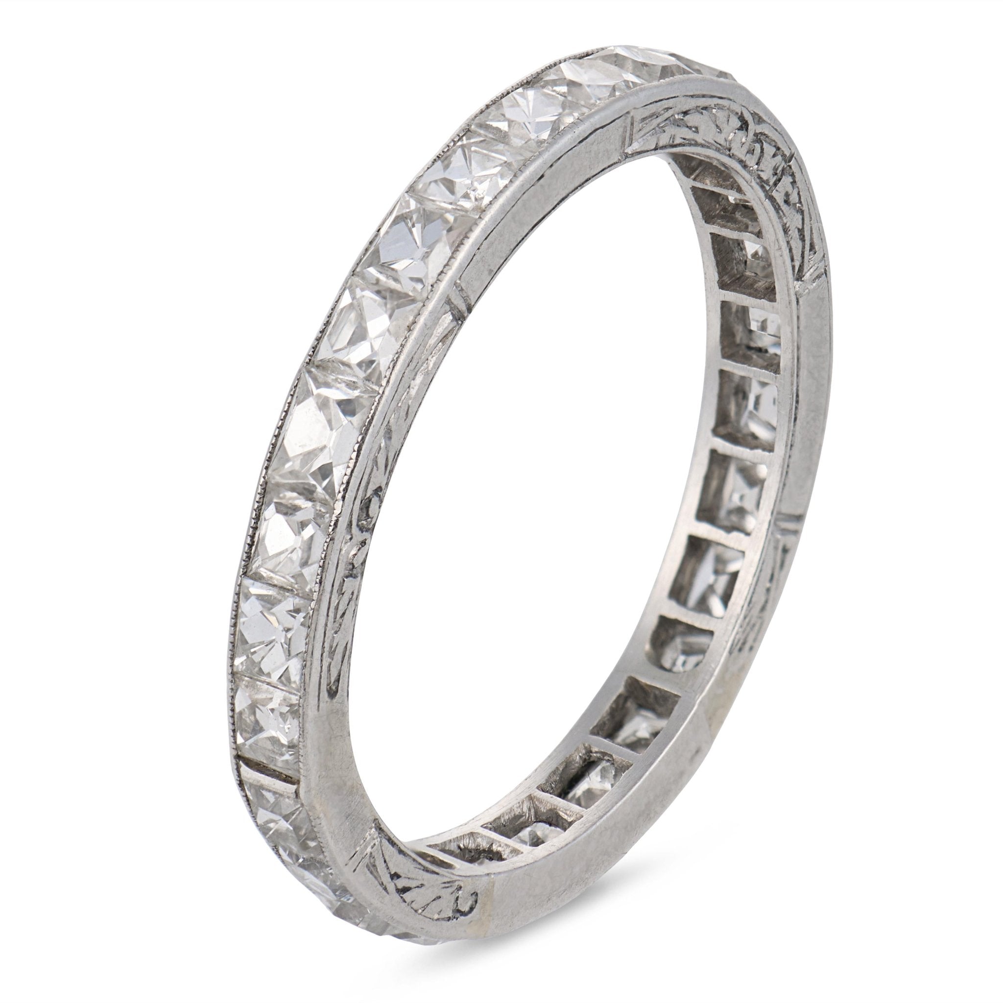 Edwardian 2.25 carat antique French cut diamond platinum eternity band