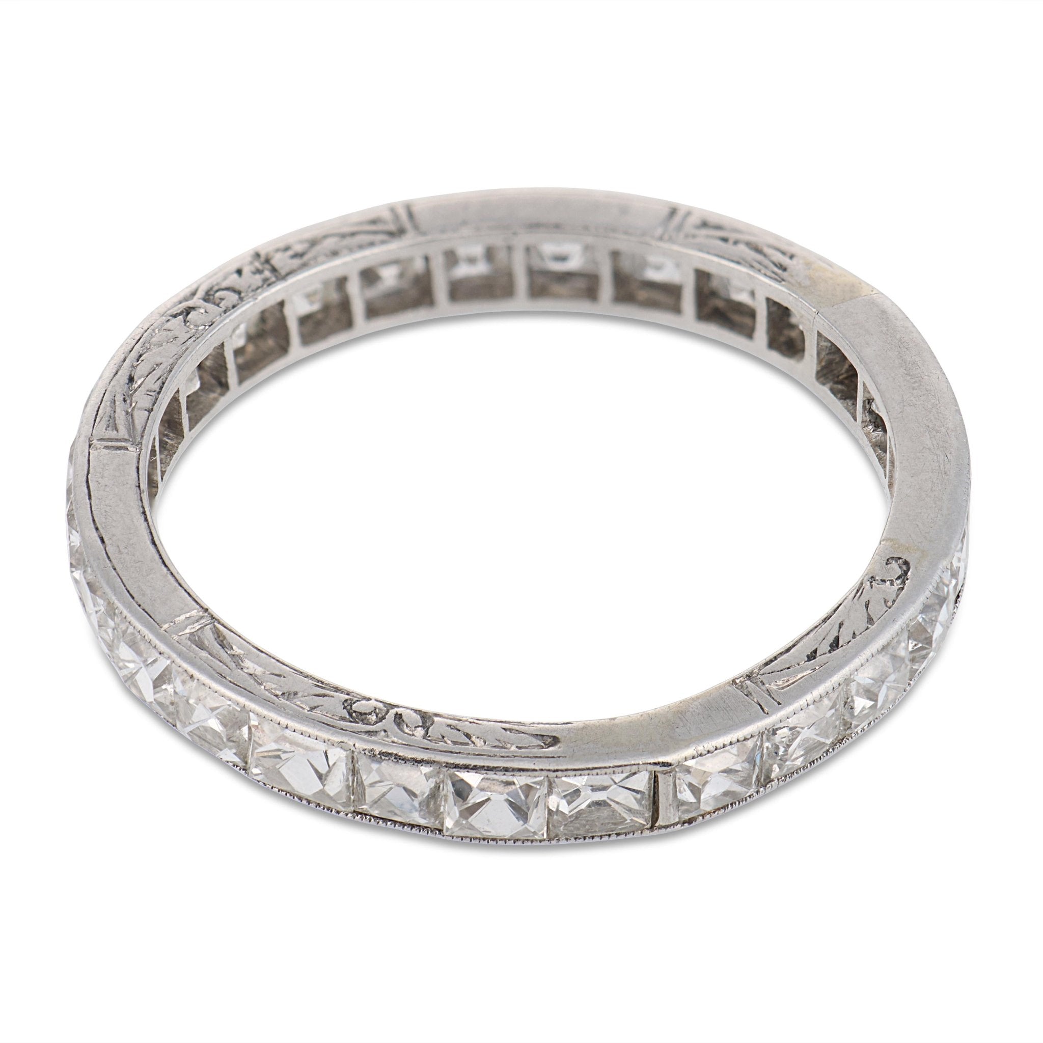 Edwardian 2.25 carat antique French cut diamond platinum eternity band