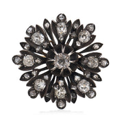 Victorian 2.60 carat diamond 18k yellow gold silver flower ring