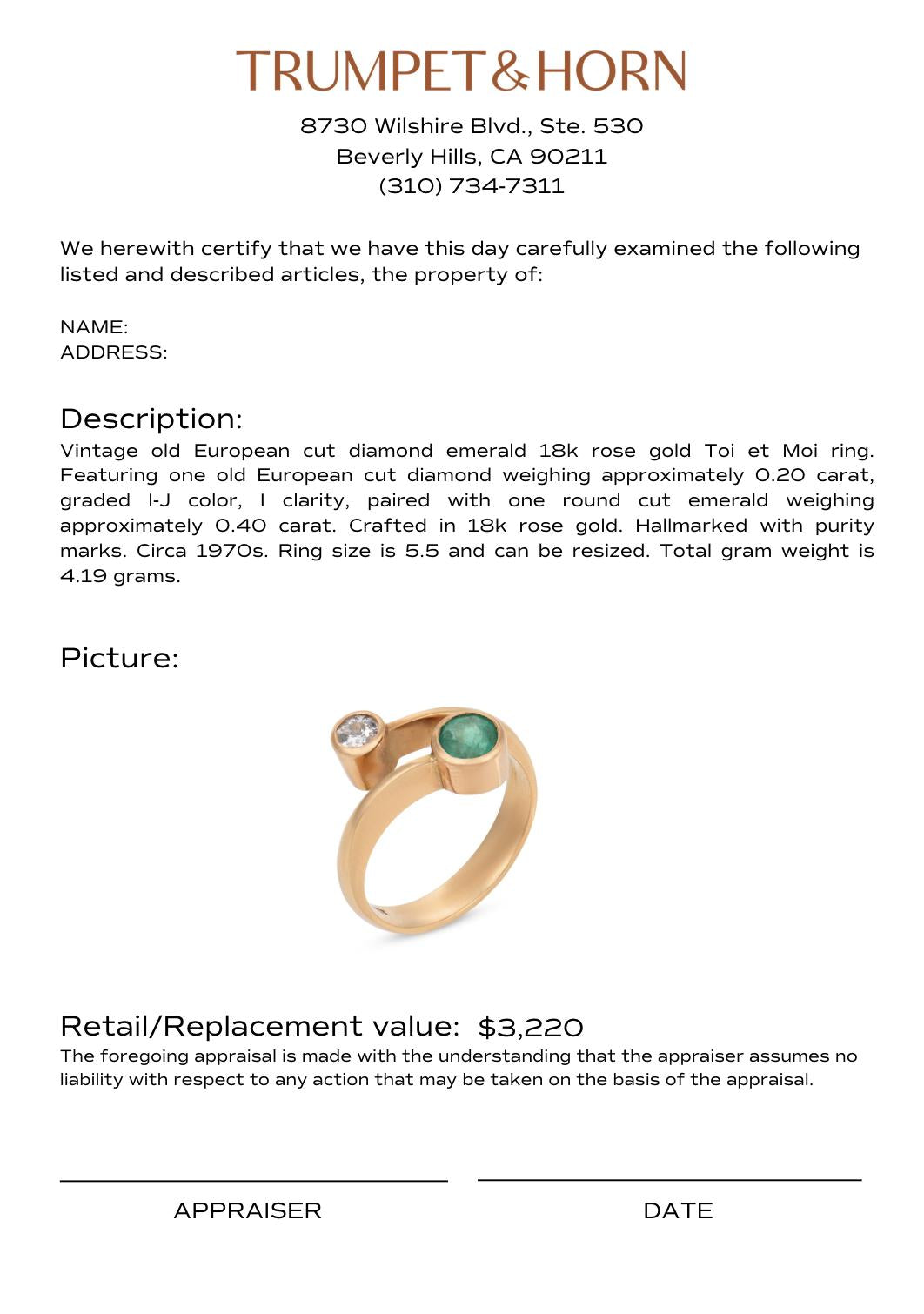 Appraisal Certificate