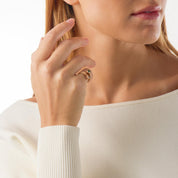 Vintage old European cut diamond emerald 18k rose gold Toi et Moi ring