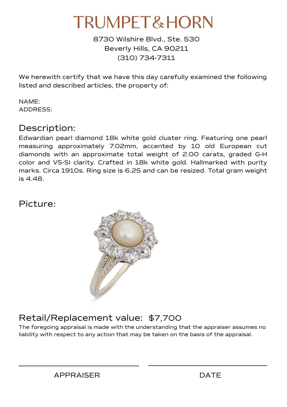 Appraisal Certificate