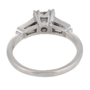Mid Century step cut diamond platinum engagement ring