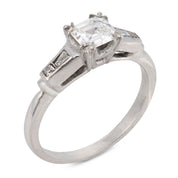 Mid Century step cut diamond platinum engagement ring