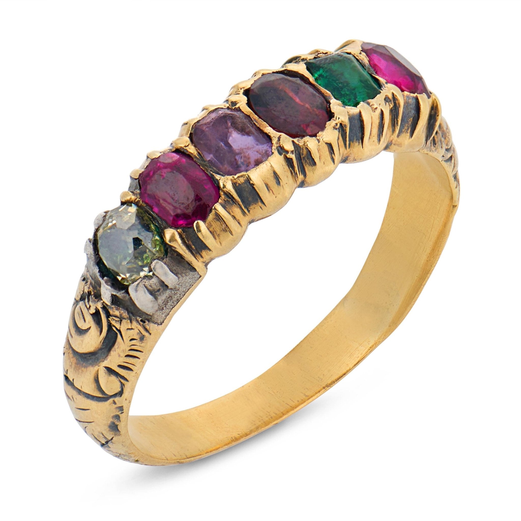 Victorian gemstone 18k yellow gold REGARD ring