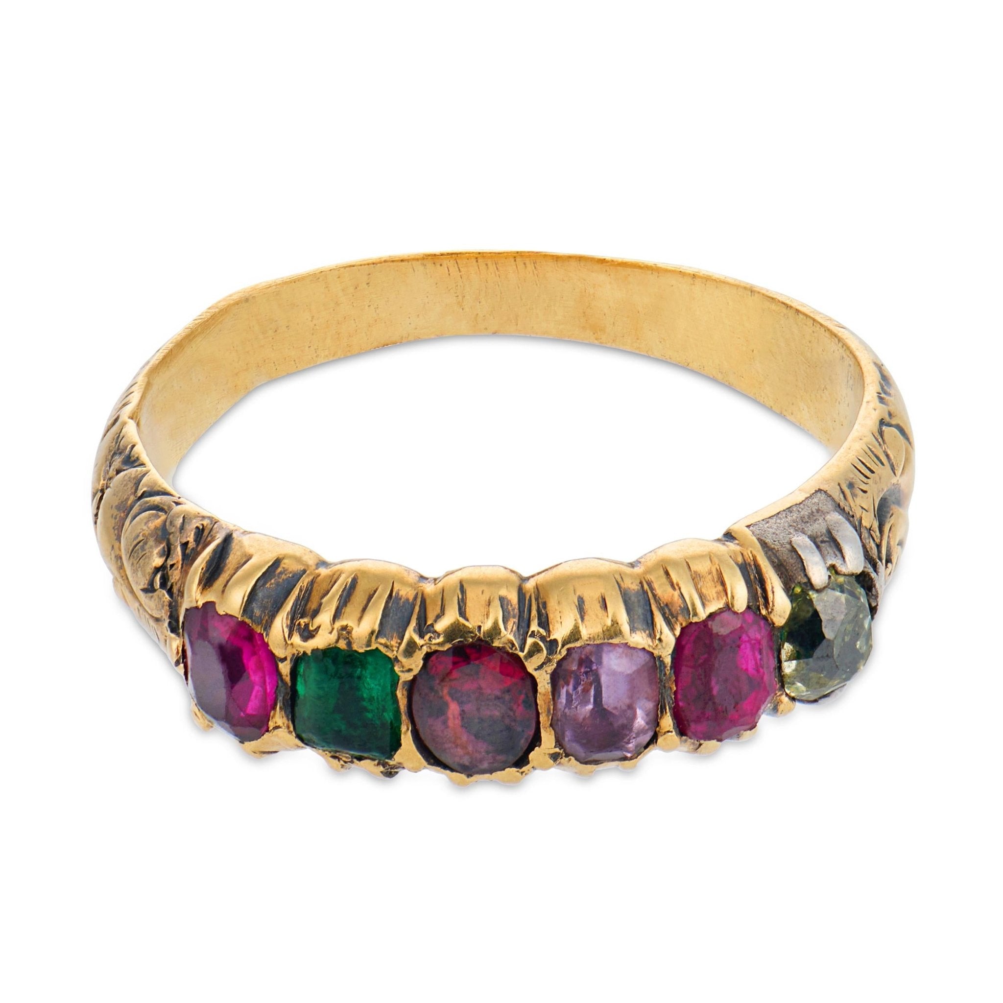 Victorian gemstone 18k yellow gold REGARD ring