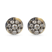 Victorian 2.50 carat diamond yellow gold silver stud earrings