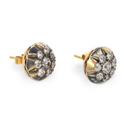 Victorian 2.50 carat diamond yellow gold silver stud earrings