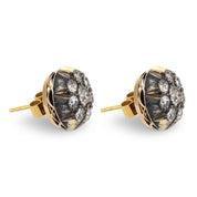 Victorian 2.50 carat diamond yellow gold silver stud earrings
