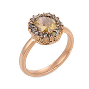 Victorian fancy yellow rose cut diamond 14k yellow cluster gold