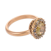 Victorian fancy yellow rose cut diamond 14k yellow cluster gold