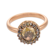 Victorian fancy yellow rose cut diamond 14k yellow cluster gold