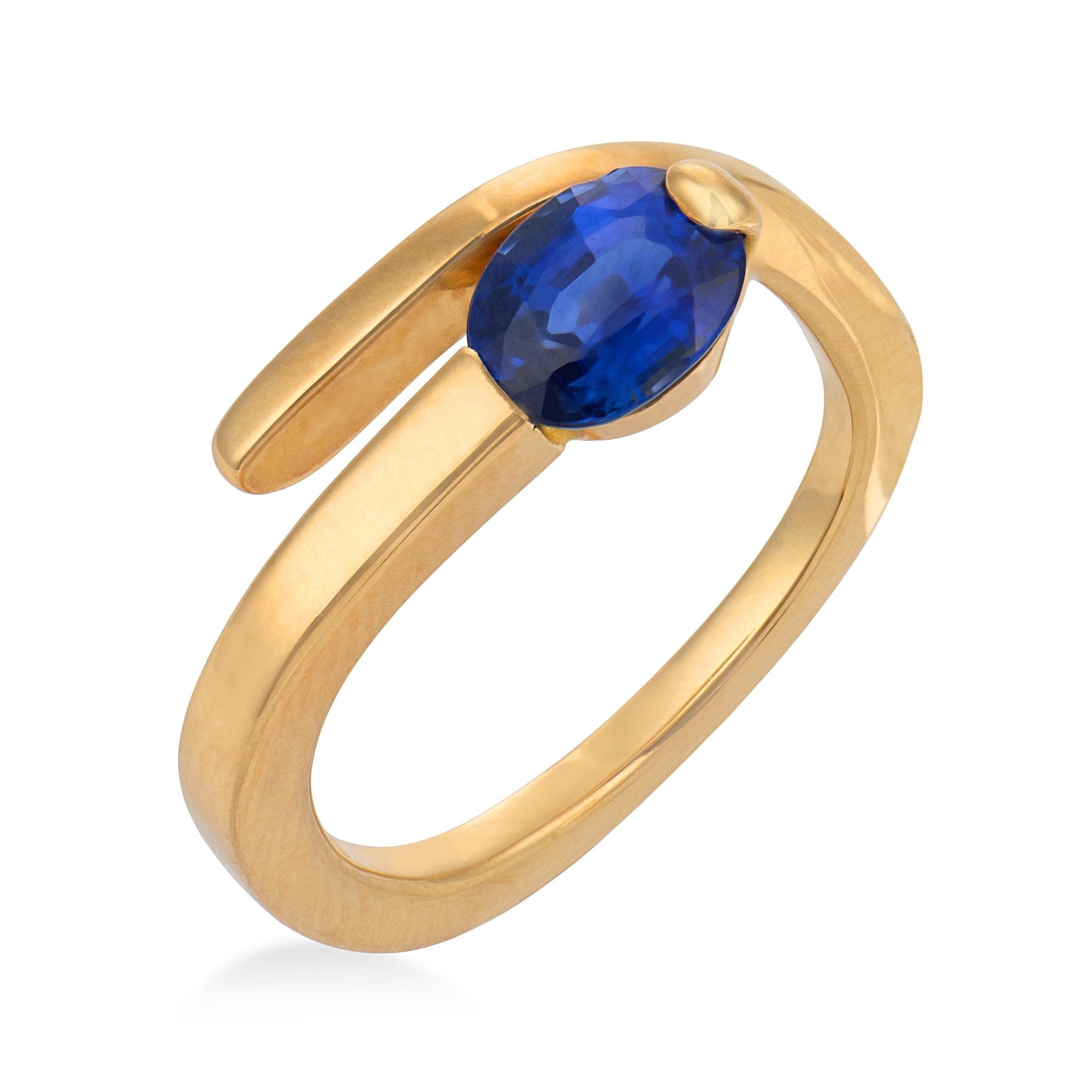 Vintage sapphire 18k yellow gold wrap ring